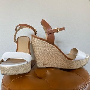 Michael Kors Brown & White Espadrille Sandal Heels